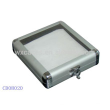 Caja de aluminio DVD CD 20 discos con una tapa de acrílico transparente por mayor de China fabricante
